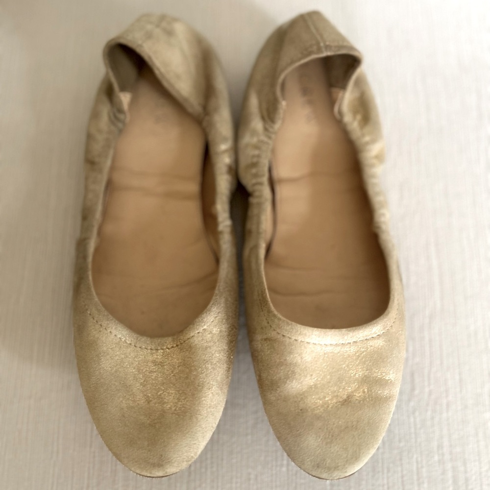 🩰 JCREW Ballet Flats Italian Leather Gold Sz 9